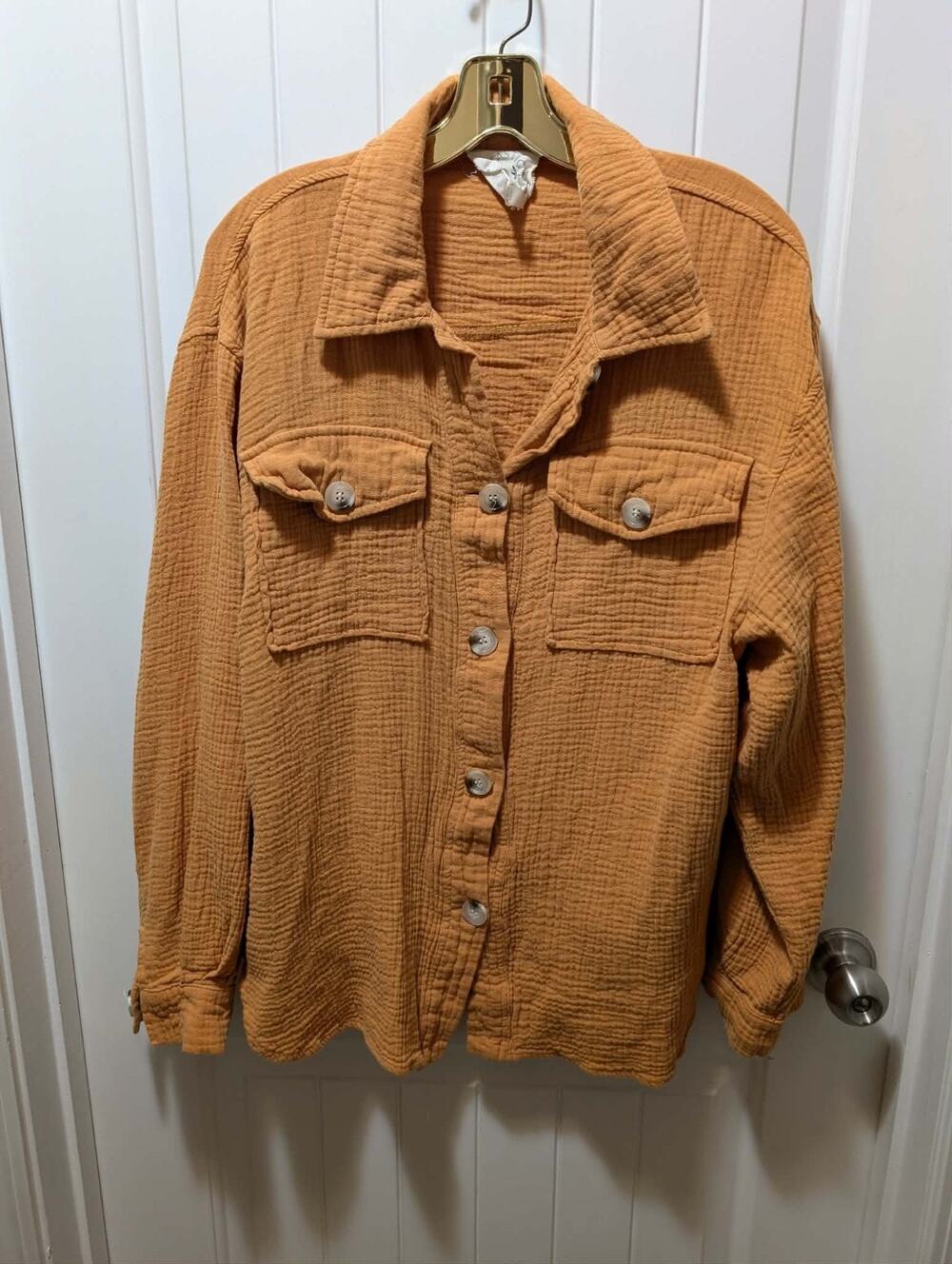 Fantastic Fawn Shacket Womens M Rust Orange Button Up Casual Travel